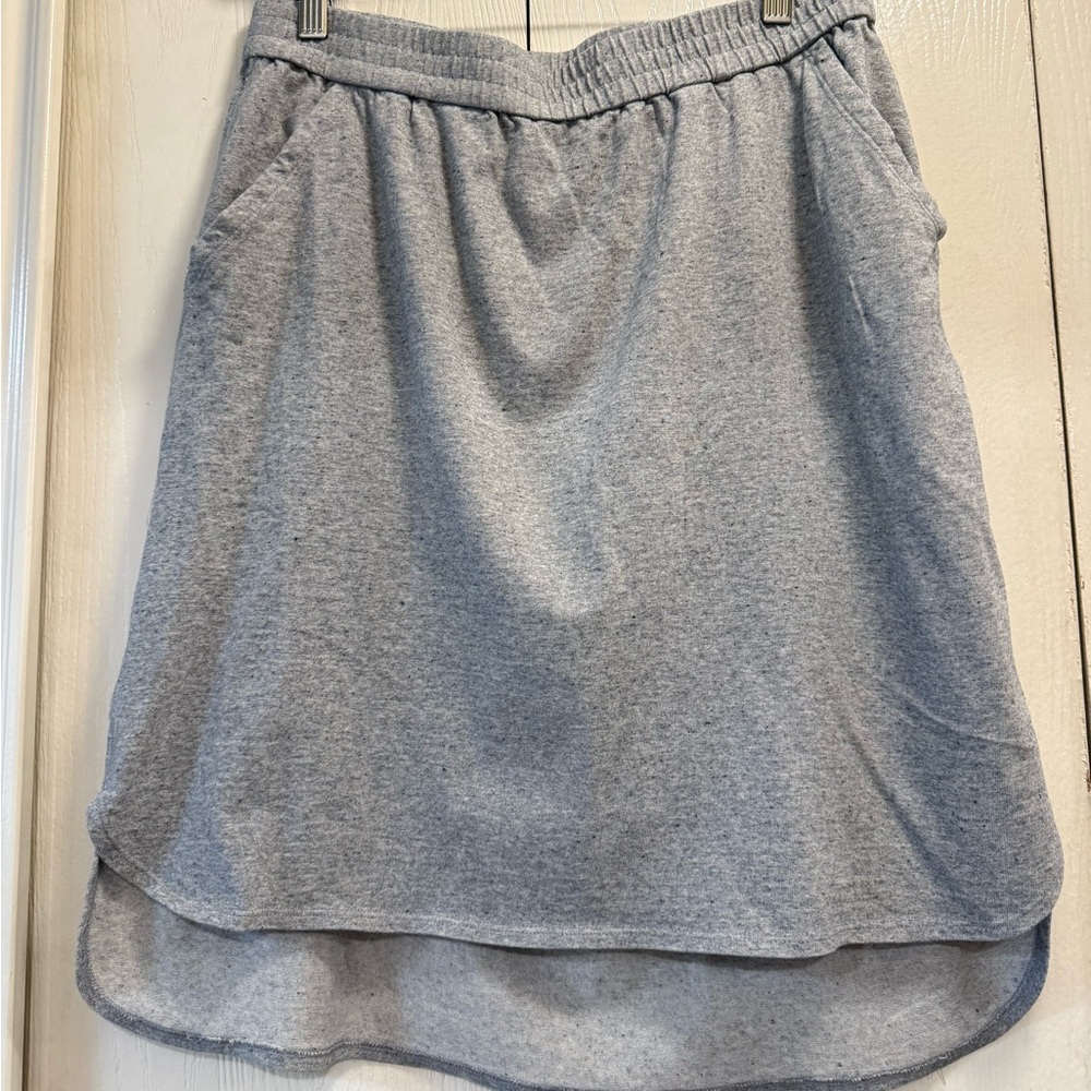 Eileen Fisher Light Gray Blue heathered High-Low Organic Cotton Skirt Size S